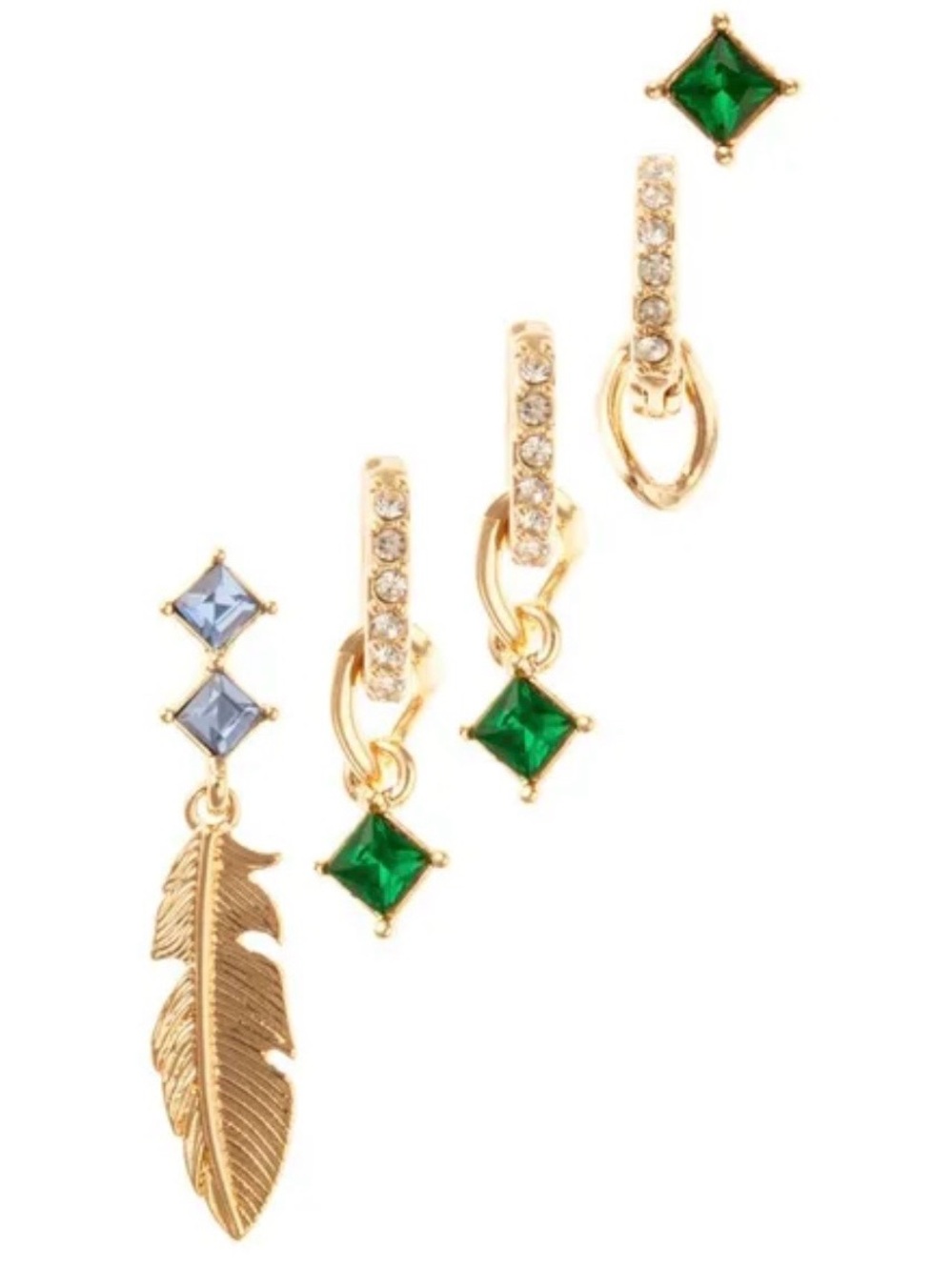 Wicked Eight Other Reasons Destined to Fly Gold Green & Blue Gem Drop Earrings